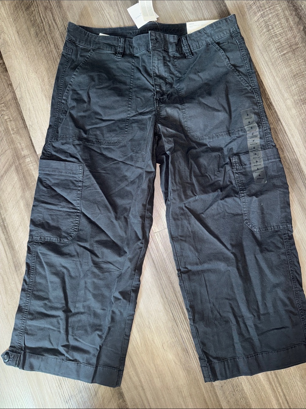 NEW American Eagle 6 low rise straight cropped pants grey womens $60 nwt